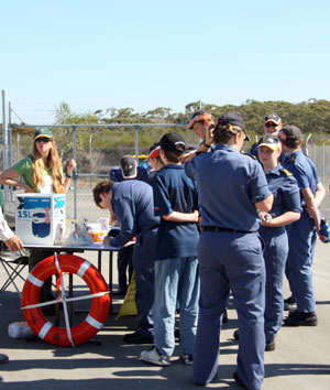 Naval cadets at muster point